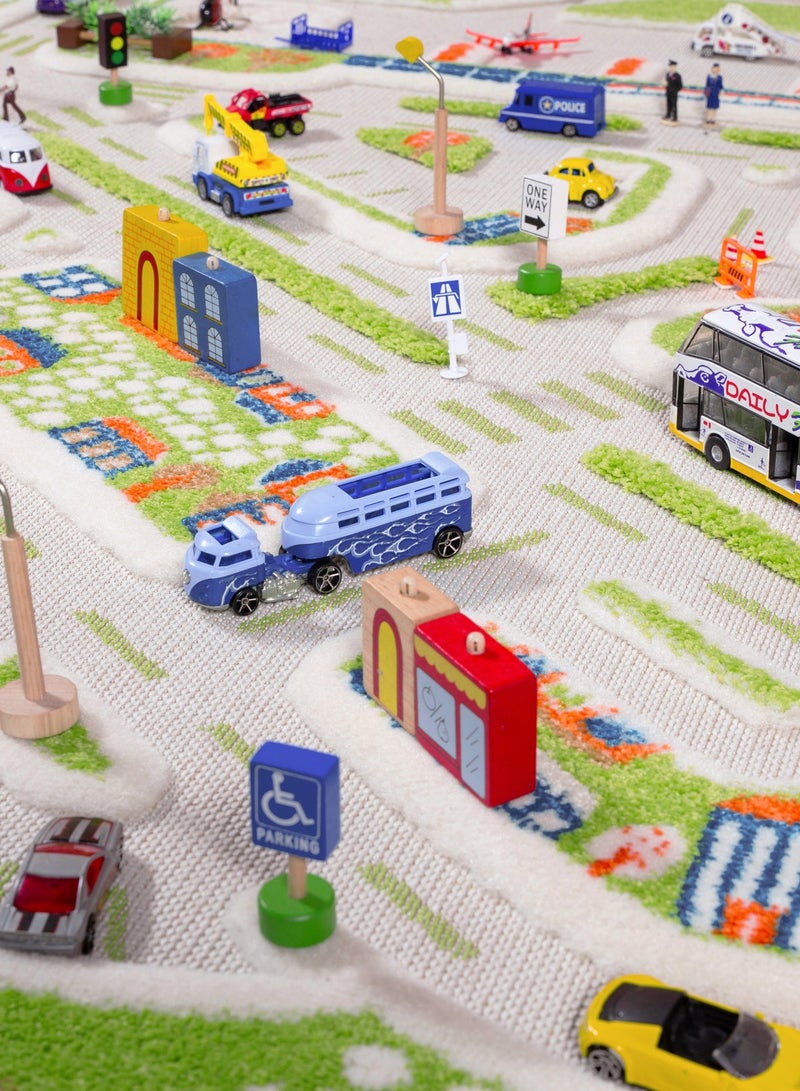 IVI 3D Play Carpet Mini City - XL | Blue | Activity Playmat for Kids & Children | Bedroom, Living Room, Nursery Rug | Polypropylene | Foldable | 220 cm x 150 cm - Image 4